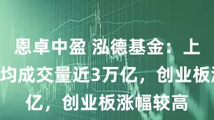 恩卓中盈 泓德基金：上周A股日均成交量近3万亿，创业板涨幅较高