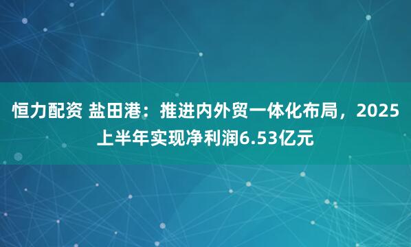 恒力配资 盐田港：推进内外贸一体化布局，2025上半年实现净利润6.53亿元